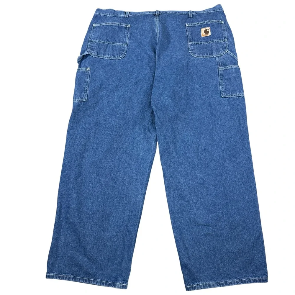 Vintage Carhartt Carpenter Jeans USA Fits 46x30 Blue Denim Work Pants Men's
